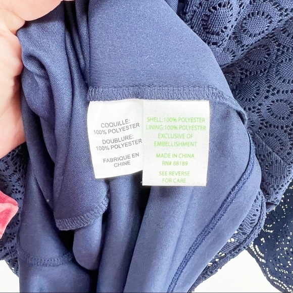 Lilly Pulitzer Alden Lace Tunic Dress Geo Circle Knit Lace Navy Size Small NWT - Picture 6 of 6